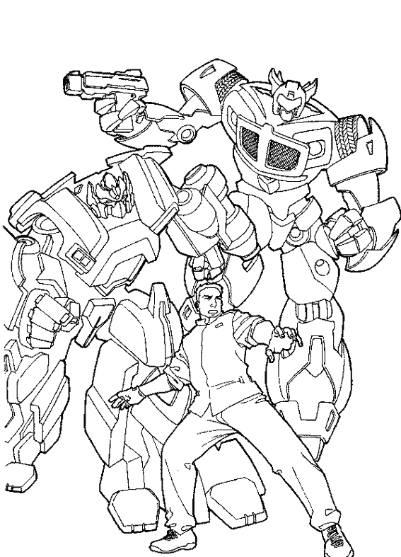coloriage transformers protegent un humain